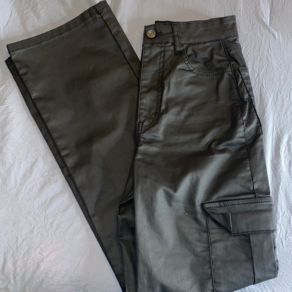 Black leather cargos